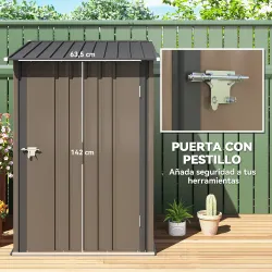Caseta de Jardín Metálica 0,92 m² 100x103x160 cm con 1 Puerta y Cerradura para Almacenamiento de Herramientas Ma... - Ogal.Es