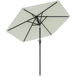 Sombrilla de Jardín Ø230x216 cm con Apertura Manual Ángulo Ajustable e Impermeable para Terraza Piscina Crema - Ogal.Es