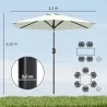 Sombrilla de Jardín Ø230x216 cm con Apertura Manual Ángulo Ajustable e Impermeable para Terraza Piscina Crema - Ogal.Es