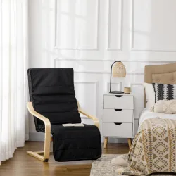 Sillón de Salón con Reposapiés Ajustable Butaca Tapizado en Tela para Oficina Dormitorio 66,5x94x100cm Negro - Ogal.Es