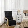 Sillón de Salón con Reposapiés Ajustable Butaca Tapizado en Tela para Oficina Dormitorio 66,5x94x100cm Negro - Ogal.Es