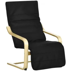 Sillón de Salón con Reposapiés Ajustable Butaca Tapizado en Tela para Oficina Dormitorio 66,5x94x100cm Negro - Ogal.Es