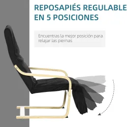 Sillón de Salón con Reposapiés Ajustable Butaca Tapizado en Tela para Oficina Dormitorio 66,5x94x100cm Negro - Ogal.Es