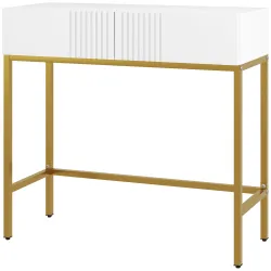 Mesa de Entrada con 2 Cajones y Patas de Acero Antivuelco Mueble de Recibidor para Salón Pasillo 80x31,5x75 cm B... - Ogal.Es