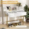Mesa de Entrada con 2 Cajones y Patas de Acero Antivuelco Mueble de Recibidor para Salón Pasillo 80x31,5x75 cm B... - Ogal.Es