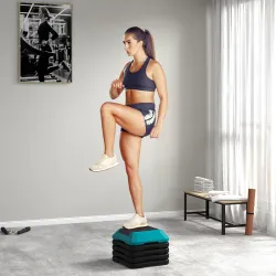 Step para Fitness Stepper Antideslizante con Altura Ajustable de 10/15/20/25/30 cm Carga 150 kg Azul - Ogal.Es