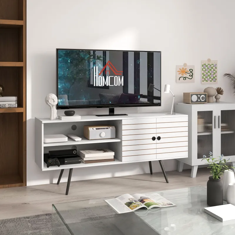 Mueble de TV para Televisores de 65 Pulgadas Moderno con 2 Estantes Abiertos y 1 Estante Ajustable 145x38x65 cm ... - Ogal.Es