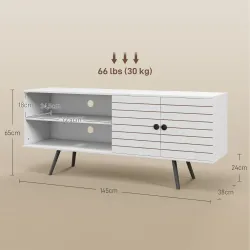 Mueble de TV para Televisores de 65 Pulgadas Moderno con 2 Estantes Abiertos y 1 Estante Ajustable 145x38x65 cm ... - Ogal.Es