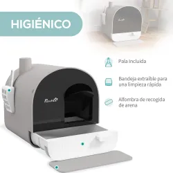 Arenero para Gatos Caja de Arena Cerrada para Gatos con Bandeja Extraíble Pala y Filtro 43x44x47 cm Gris - Ogal.Es