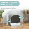 Arenero para Gatos Caja de Arena Cerrada para Gatos con Bandeja Extraíble Pala y Filtro 43x44x47 cm Gris - Ogal.Es