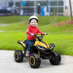 Quad Eléctrico para Niños de 3-5 Años Vehículo Eléctrico a Batería 12V con 2 Motores 83x53x55,5 cm Amarillo - Ogal.Es