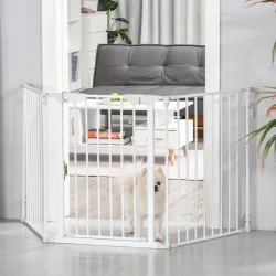 Barrera para Perros Plegable de 3 Paneles con Cierre Inteligente Barrera de Seguridad para Pasillo 180x74,5 cm B... - Ogal.Es