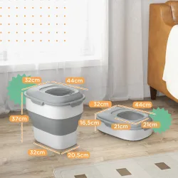 Contenedor de Comida para Perros 25L con Ruedas Taza Medidora Cuenco Plegable y Cuchara Gris - Ogal.Es