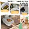 Contenedor de Comida para Perros 25L con Ruedas Taza Medidora Cuenco Plegable y Cuchara Gris - Ogal.Es