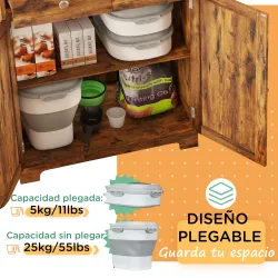 Contenedor de Comida para Perros 25L con Ruedas Taza Medidora Cuenco Plegable y Cuchara Gris - Ogal.Es