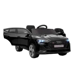 Coche de Batería para Niños 12V Audi E-tron con Mando a Distancia Faros Bocina Música Velocidad 3-5 km/h Negro - Ogal.Es