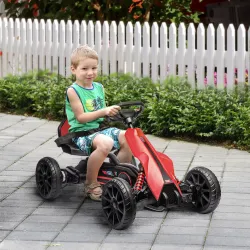 Kart Coche Eléctrico Infantil 12V de 3 a 8 Años Velocidad 3-5km/h y Cinturón de Seguridad 100x58x58,5cm Rojo - Ogal.Es