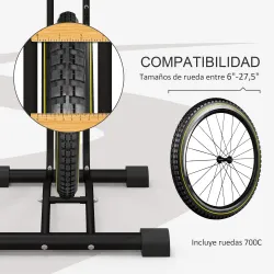 Aparcamiento para Bicicletas Vertical y Horizontal con Ganchos Ajustables para Bicicletas de 24-29 Pulgadas y 70... - Ogal.Es