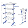Tendedero Vertical de 4 Niveles con 6 Ruedas 2 Laterales Abatibles Estantes Ajustables y Marco de Acero Inoxidab... - Ogal.Es