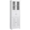 Mueble Auxiliar de Baño con 6 Puertas Estantes Ajustables Antivuelco Armario de Baño Moderno 60x30x170,5 cm Blanco - Ogal.Es