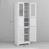 Mueble Auxiliar de Baño con 6 Puertas Estantes Ajustables Antivuelco Armario de Baño Moderno 60x30x170,5 cm Blanco - Ogal.Es
