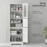 Mueble Auxiliar de Baño con 6 Puertas Estantes Ajustables Antivuelco Armario de Baño Moderno 60x30x170,5 cm Blanco - Ogal.Es