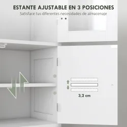 Mueble Auxiliar de Baño con 6 Puertas Estantes Ajustables Antivuelco Armario de Baño Moderno 60x30x170,5 cm Blanco - Ogal.Es