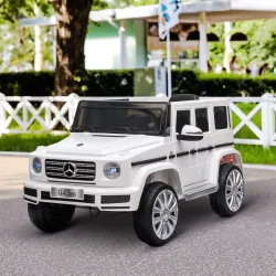 Coche Eléctrico para Niños de Batería 12 V BENZ G500 con Control Remoto Música Bocina 3-5 km/h Carga 30 kg Blanco - Ogal.Es