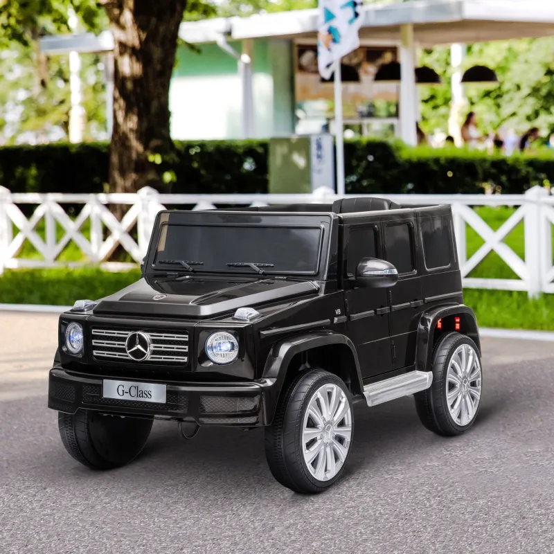 Coche Eléctrico para Niños de Batería 12 V BENZ G500 con Control Remoto Música Bocina 3-5 km/h Carga 30 kg Negro - Ogal.Es