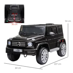 Coche Eléctrico para Niños de Batería 12 V BENZ G500 con Control Remoto Música Bocina 3-5 km/h Carga 30 kg Negro - Ogal.Es