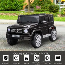 Coche Eléctrico para Niños de Batería 12 V BENZ G500 con Control Remoto Música Bocina 3-5 km/h Carga 30 kg Negro - Ogal.Es