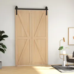 4FT/122CM Herrajes para Puerta Corredera Plegable para 2 Puertas con Riel para Granero Negro - Ogal.Es