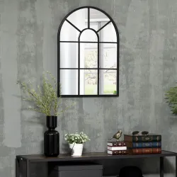 Espejo Decorativo de Pared 50x70cm Espejo de Ventana de Metal para Salón Dormitorio Entrada Estilo Moderno Negro - Ogal.Es