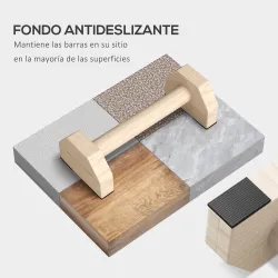 Barras Paralelas de Madera con Alfombra Antideslizante para Entrenamiento en Gimnasio Hogar 30x13x10 cm Natural - Ogal.Es