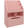 Estantería Infantil de Madera con 3 Compartimentos 2 Cubos y Cajón Móvil con 4 Ruedas 60x29,9x90 cm Rosa - Ogal.Es
