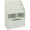 Estantería Infantil de Madera con 3 Compartimentos 2 Cubos y Cajón Móvil con 4 Ruedas 60x29,9x90 cm Verde - Ogal.Es