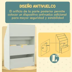 Estantería Infantil de Madera con 3 Compartimentos 2 Cubos y Cajón Móvil con 4 Ruedas 60x29,9x90 cm Verde - Ogal.Es