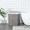 Cesto para Ropa Sucia de Bambú Capacidad de 100L con Tapa Extraíble Bolsa de 2 Compartimentos 52x32x63 cm Gris - Ogal.Es