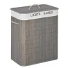 Cesto para Ropa Sucia de Bambú Capacidad de 100L con Tapa Extraíble Bolsa de 2 Compartimentos 52x32x63 cm Gris - Ogal.Es