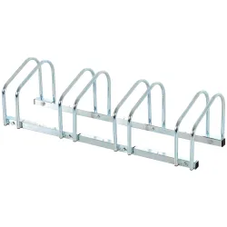 Aparcamiento para 4 Bicicletas Soporte de Acero para Aparcar Bicicletas en el Suelo o Pared 110x33x27 cm Plata - Ogal.Es