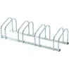 Aparcamiento para 4 Bicicletas Soporte de Acero para Aparcar Bicicletas en el Suelo o Pared 110x33x27 cm Plata - Ogal.Es