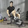 Bicicleta Estática con Respaldo 8 Niveles de Resistencia Magnética Longitud Ajustable Pantalla LCD para Casa Gris - Ogal.Es