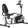 Bicicleta Estática con Respaldo 8 Niveles de Resistencia Magnética Longitud Ajustable Pantalla LCD para Casa Gris - Ogal.Es