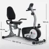 Bicicleta Estática con Respaldo 8 Niveles de Resistencia Magnética Longitud Ajustable Pantalla LCD para Casa Gris - Ogal.Es