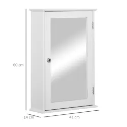 Armario con Espejo para Baño con 1 Estente de Almacenamiento 41x14x60 cm Blanco - Ogal.Es