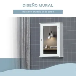 Armario con Espejo para Baño con 1 Estente de Almacenamiento 41x14x60 cm Blanco - Ogal.Es