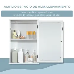 Armario con Espejo para Baño con 1 Estente de Almacenamiento 41x14x60 cm Blanco - Ogal.Es