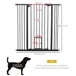 Barrera de Seguridad Extensible con Puerta Pequeña Cierre Automático y Sistema de Doble Bloqueo 74-101x104,1 cm ... - Ogal.Es