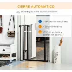 Barrera de Seguridad Extensible con Puerta Pequeña Cierre Automático y Sistema de Doble Bloqueo 74-101x104,1 cm ... - Ogal.Es