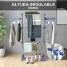 Tendedero Vertical de 3 Niveles con 6 Ruedas 2 Laterales Abatibles Estantes Ajustables y Marco de Acero Inoxidab... - Ogal.Es